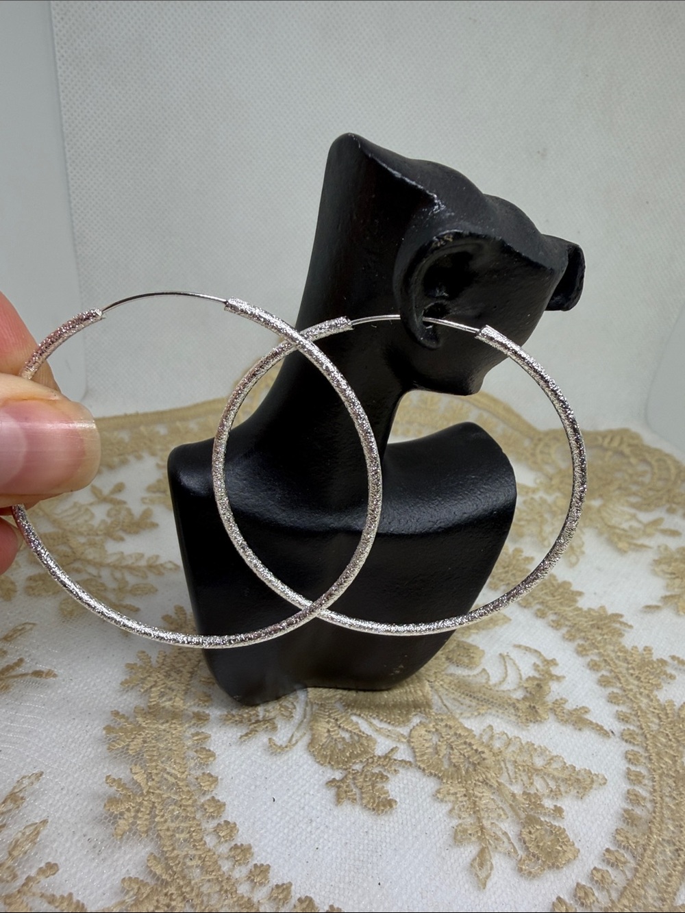 925 Sterling Silver 2.5” Textured Hoop Earrings Chromecore Clean Girl Statement
